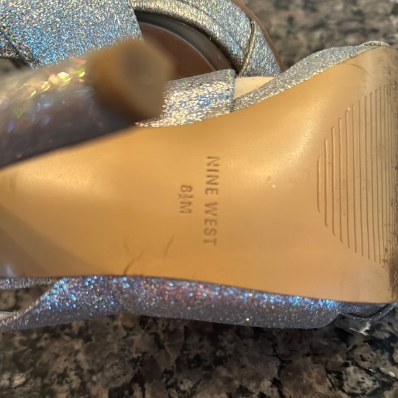 Nine West Silver sparkly Heels EUC 8.5 - Picture 10 of 10